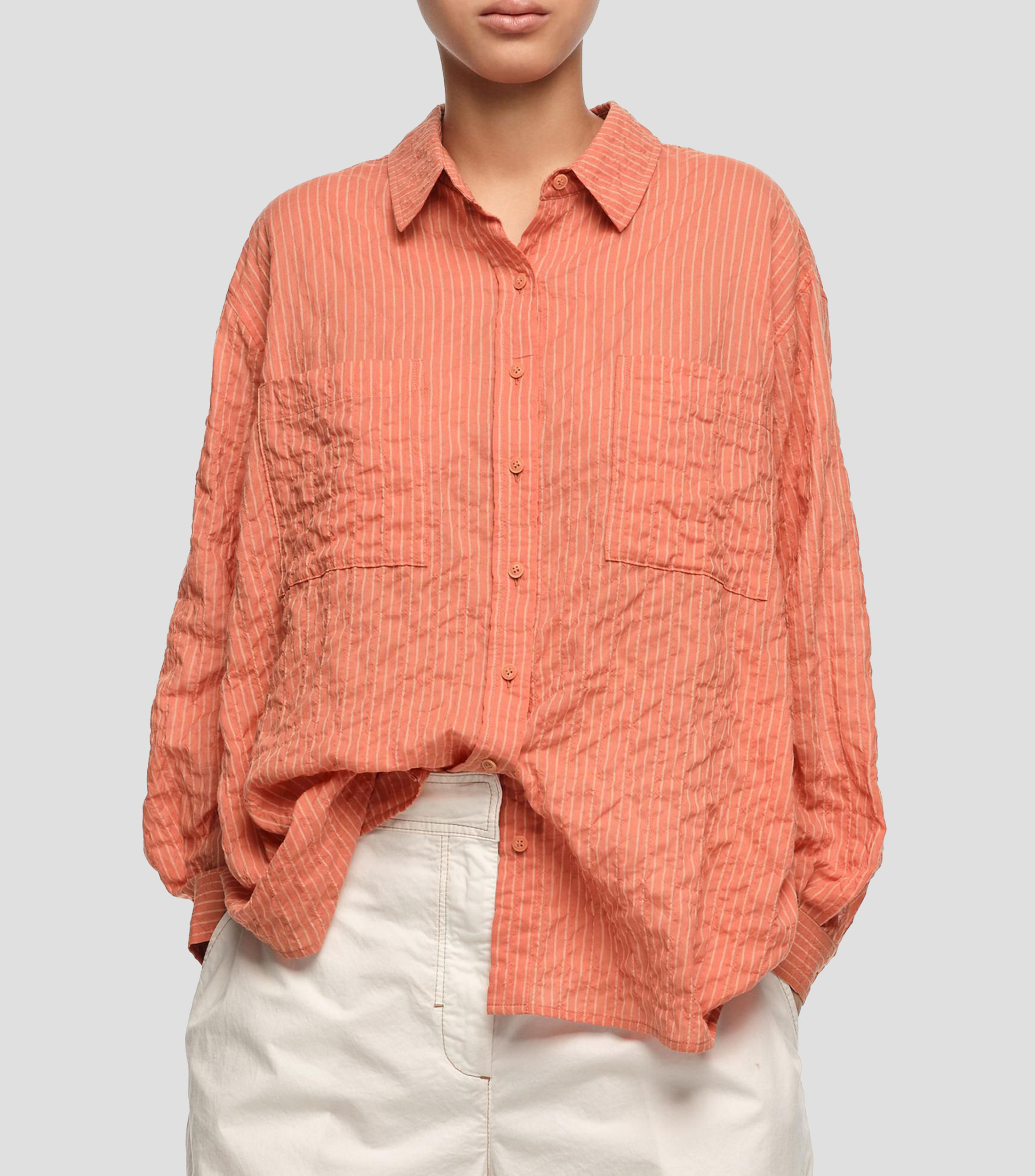 Camisa algodón textura naranja Mujer